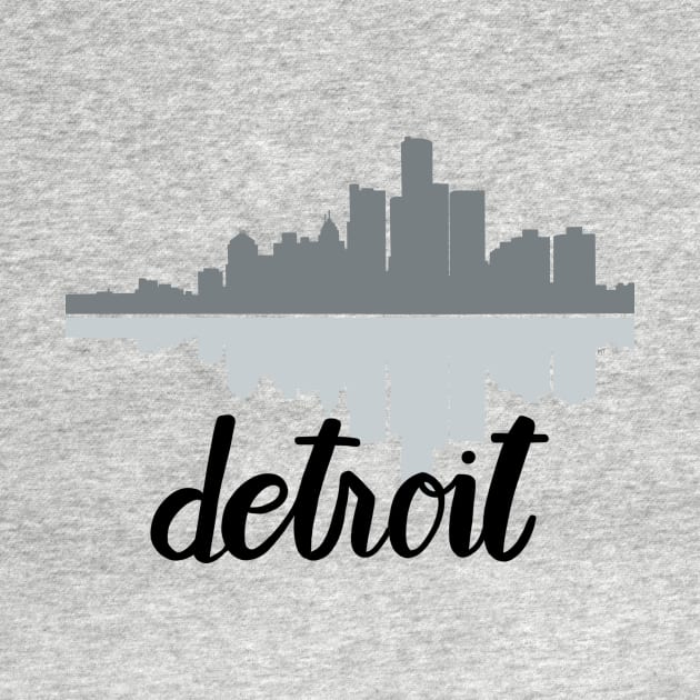 Detroit Skyline - Hand Lettered Gray by monitdesign